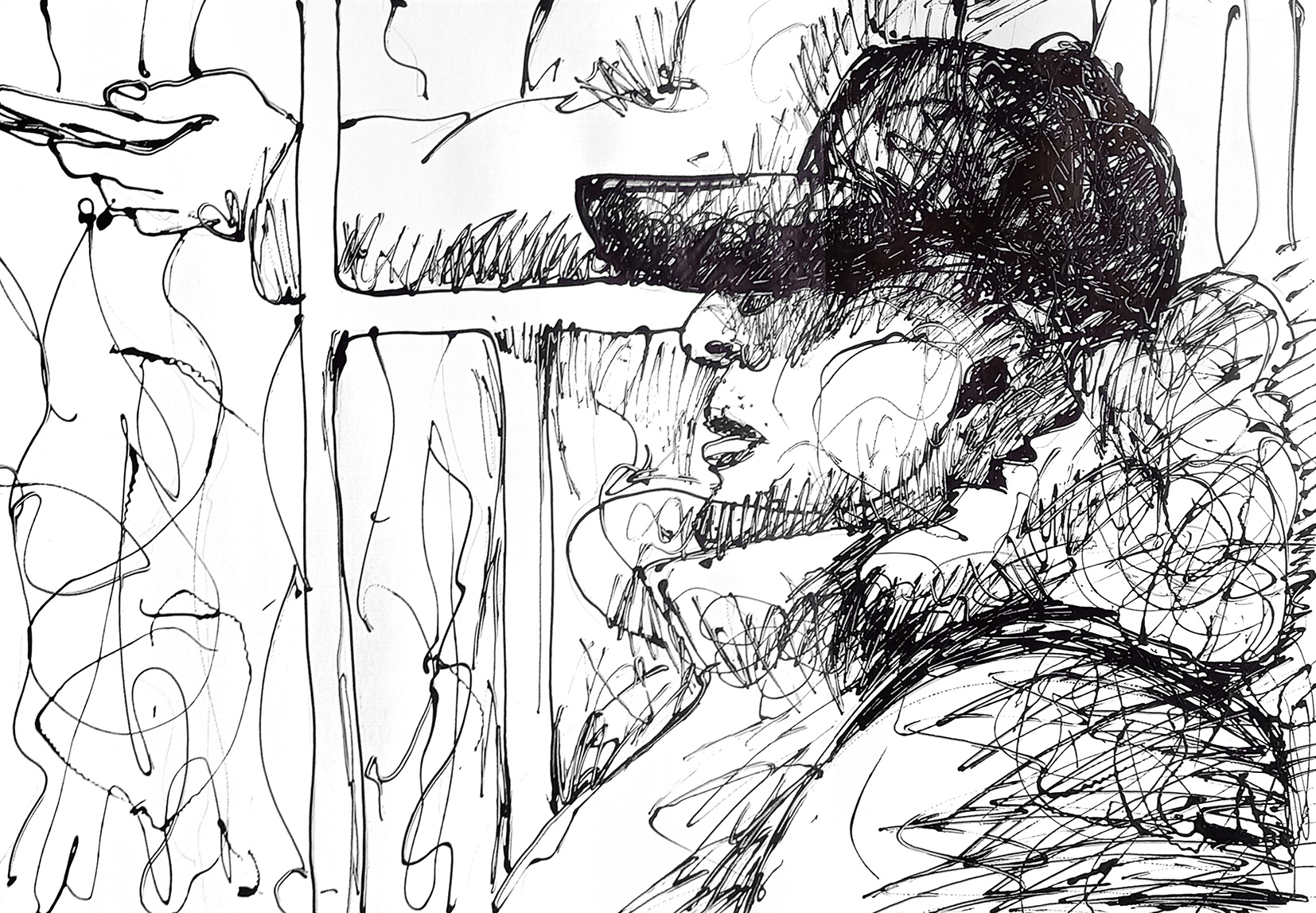 2026- El tipo del gorro en el subte B - 72 x 50 cm